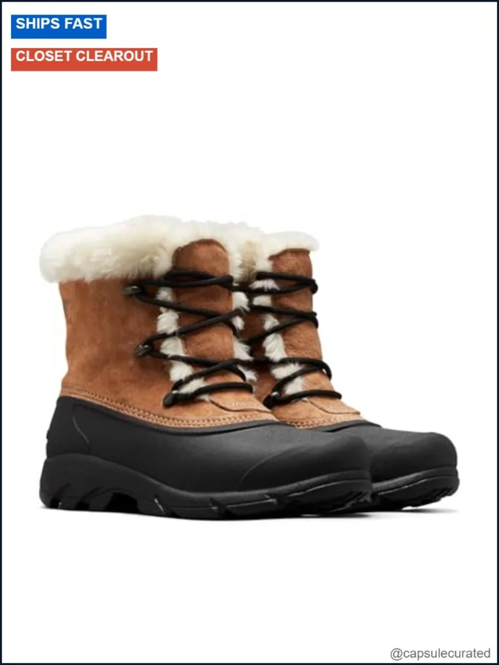 Waterproof Suede Lace-Up Winter Snow Boots with Faux Fur Cuff